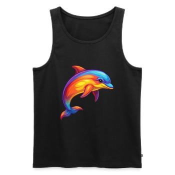 Dauphin commun Coloré Kawaii Dessin animé Animal marin - Débardeur bio Premium Homme - noir - Devant - Michal (187cm)