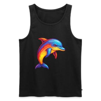 Dolphin Colorful Kawaii Cartoon Sea Animal - Men's Premium Organic Tank Top - black - Front - Michal (187cm)