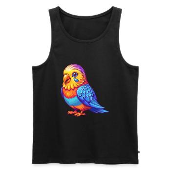 Wellensittich Bunte Kawaii Cartoon Figur Vogel - Männer Premium Bio Tank Top - Schwarz - Vorne - Michal (187cm)