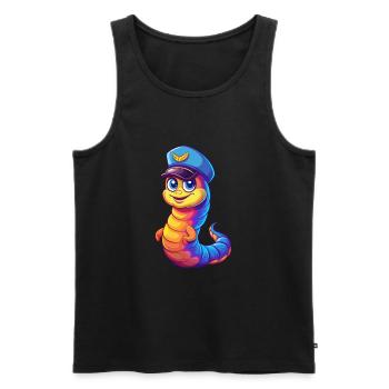 Marine Wurm Bunt Kawaii Cartoon Meerestier - Männer Premium Bio Tank Top - Schwarz - Vorne - Michal (187cm)