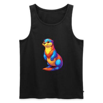Sea Otter Colorful Kawaii Cartoon Sea Animal - Men's Premium Organic Tank Top - black - Front - Michal (187cm)