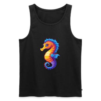 Seepferdchen Buntes Kawaii Cartoon Meerestier - Männer Premium Bio Tank Top - Schwarz - Vorne - AI Model Male 178 light (178cm)