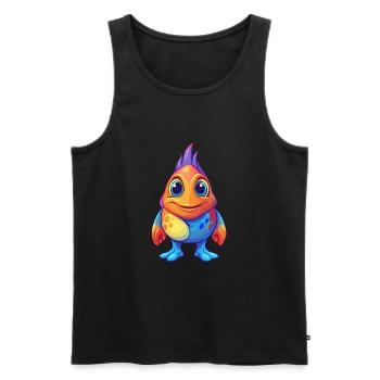 Sea Squirt Coloré Kawaii Dessin animé Animal marin - Débardeur bio Premium Homme - noir - Devant - AI Model Male 178 light (178cm)