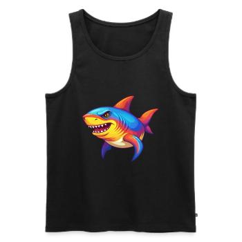 requin coloré kawaii dessin animé animal marin - Débardeur bio Premium Homme - noir - Devant - Michal (187cm)