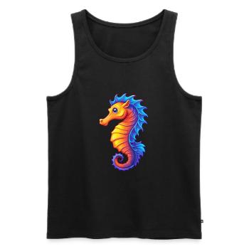 Seepferdchen Buntes Kawaii Cartoon Meerestier - Männer Premium Bio Tank Top - Schwarz - Vorne - AI Model Male 178 light (178cm)