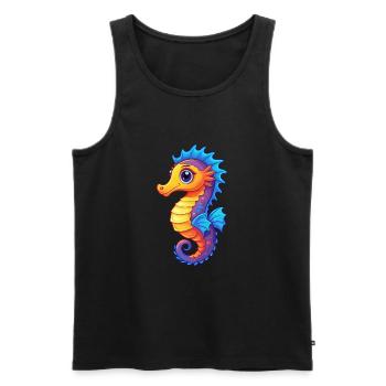 Pygmy Seahorse Colorful Kawaii Cartoon Sea Animal - Men's Premium Organic Tank Top - black - Front - AI Model Male 178 light (178cm)