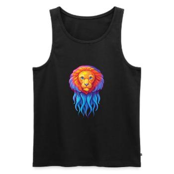 Lions crinière méduse coloré Kawaii dessin animé - Débardeur bio Premium Homme - noir - Devant - AI Model Male 178 light (178cm)