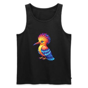 Huppe fasciée coloré Kawaii personnage de dessin animé oiseau - Débardeur bio Premium Homme - noir - Devant - Michal (187cm)