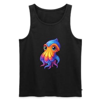 Cuttlefish Colorful Kawaii Cartoon Sea Animal - Men's Premium Organic Tank Top - black - Front - Michal (187cm)