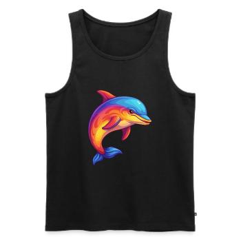 Dolphin Colorful Kawaii Cartoon Sea Animal - Men's Premium Organic Tank Top - black - Front - Michal (187cm)