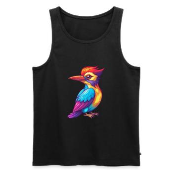 Pic coloré Kawaii personnage de dessin animé oiseau - Débardeur bio Premium Homme - noir - Devant - AI Model Male 178 light (178cm)