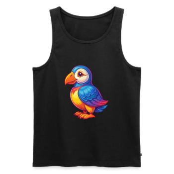 Macareux coloré Kawaii personnage de dessin animé oiseau - Débardeur bio Premium Homme - noir - Devant - AI Model Male 178 light (178cm)