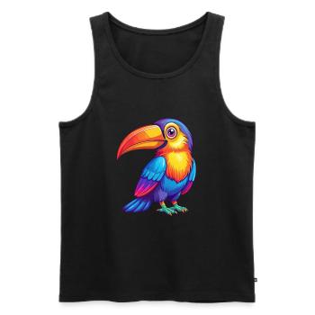 Toucan Colorful Kawaii Cartoon Character Bird - Men's Premium Organic Tank Top - black - Front - Michal (187cm)