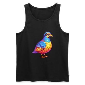 perdrix coloré Kawaii dessin animé Personnage oiseau - Débardeur bio Premium Homme - noir - Devant - Michal (187cm)