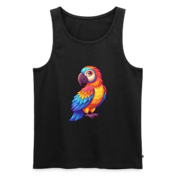 Papagei Bunte Kawaii Cartoon Figur Vogel - Männer Premium Bio Tank Top - Schwarz - Vorne - Michal (187cm)