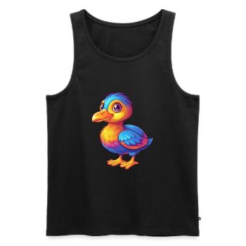 Foulque coloré Kawaii Dessin animé Personnage Oiseau - Débardeur bio Premium Homme - noir - Devant - Michal (187cm)