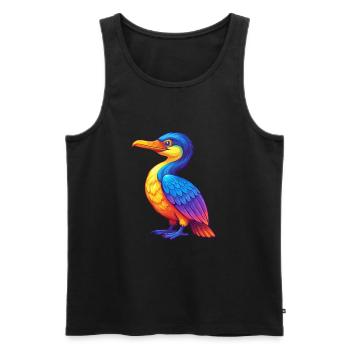 Kormoran Bunt Kawaii Cartoon Figur Vogel - Männer Premium Bio Tank Top - Schwarz - Vorne - Michal (187cm)