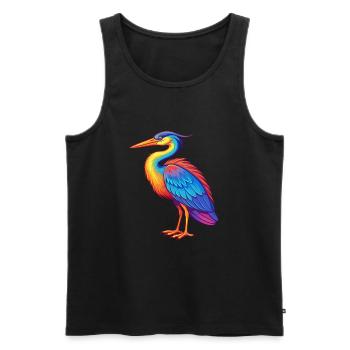 Great Blue Heron Colorful Kawaii Cartoon Bird - Men's Premium Organic Tank Top - black - Front - Michal (187cm)