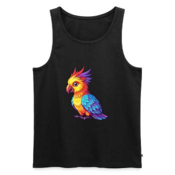 Kakadu Bunte Kawaii Cartoon Figur Vogel - Männer Premium Bio Tank Top - Schwarz - Vorne - Michal (187cm)
