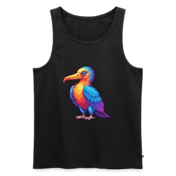 Frégate oiseau coloré Kawaii dessin animé Personnage oiseau - Débardeur bio Premium Homme - noir - Devant - Michal (187cm)