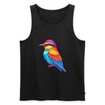 Bee Eater Coloré Kawaii Dessin animé Personnage Oiseau - Débardeur bio Premium Homme - noir - Devant - AI Model Male 178 light (178cm)