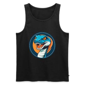 Anaconda Niedliches Kawaii Cartoon Tier Haustier Logo - Männer Premium Bio Tank Top - Schwarz - Vorne - AI Model Male 178 light (178cm)