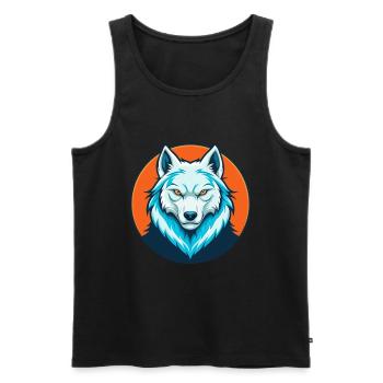 Arctic Wolf Cute Kawaii Cartoon Animal Pet Logo - Men's Premium Organic Tank Top - black - Front - AI Model Male 178 light (178cm)