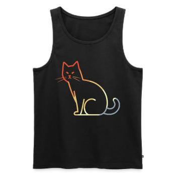 Katze Retro - Männer Premium Bio Tank Top - Schwarz - Vorne - AI Model Male 178 light (178cm)