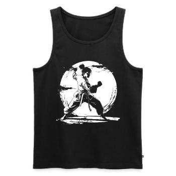 Karate Mädchen Zeichnung - Männer Premium Bio Tank Top - Schwarz - Vorne - AI Model Male 178 light (178cm)