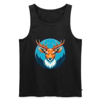 Deer Cute Kawaii Cartoon Clipart Animal Pet Logo - Men's Premium Organic Tank Top - black - Front - Michal (187cm)