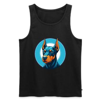 German Pinscher Dog Cute Kawaii Cartoon Pet Logo - Men's Premium Organic Tank Top - black - Front - Michal (187cm)