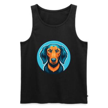 Dackel Hund Niedlich Kawaii Cartoon Tier Haustier Logo - Männer Premium Bio Tank Top - Schwarz - Vorne - Michal (187cm)