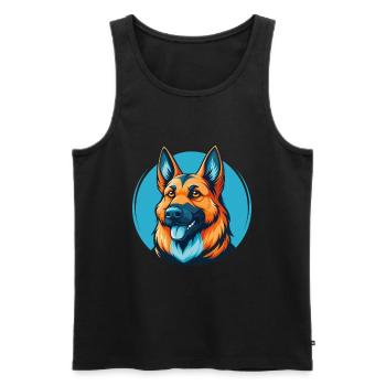 Berger allemand chien mignon Kawaii dessin animé logo pour animaux de compagnie - Débardeur bio Premium Homme - noir - Devant - Michal (187cm)