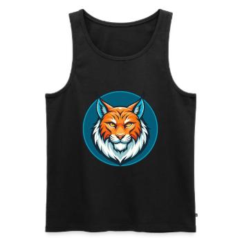 Luchs Niedliche Kawaii Cartoon Clipart Tier Haustier Logo - Männer Premium Bio Tank Top - Schwarz - Vorne - Michal (187cm)