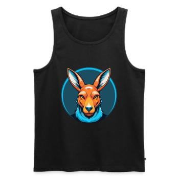 Kangourou mignon Kawaii dessin animé Animal Animal Logo - Débardeur bio Premium Homme - noir - Devant - Michal (187cm)