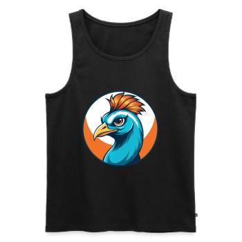 Peacock Cute Funny Kawaii Cartoon Animal Pet Logo - Men's Premium Organic Tank Top - black - Front - AI Model Male 178 light (178cm)