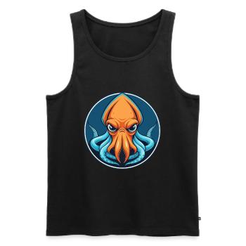 calmar mignon kawaii dessin animé clipart animal de compagnie logo - Débardeur bio Premium Homme - noir - Devant - Michal (187cm)