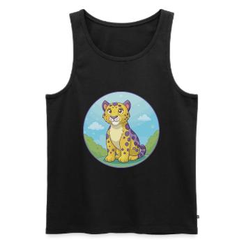 Amur Leopard Cute Kawaii Cartoon Clipart Animal - Men's Premium Organic Tank Top - black - Front - AI Model Male 178 light (178cm)