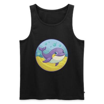 baleine mignon Kawaii dessin animé Clipart Animal de compagnie - Débardeur bio Premium Homme - noir - Devant - Michal (187cm)