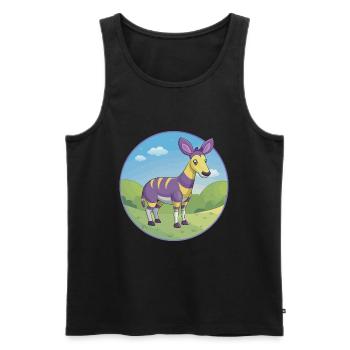 Okapi Cute Kawaii Cartoon Clipart Animal Pet - Men's Premium Organic Tank Top - black - Front - AI Model Male 178 light (178cm)