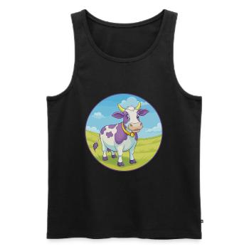 vache mignon kawaii dessin animé clipart animal de compagnie - Débardeur bio Premium Homme - noir - Devant - Michal (187cm)