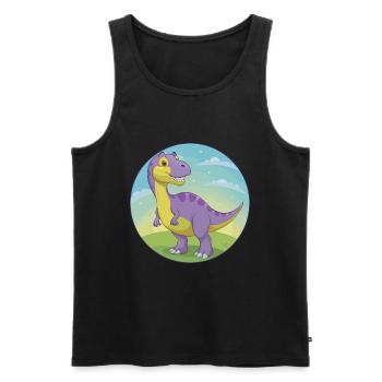 dinosaure mignon kawaii dessin animé clipart animal de compagnie - Débardeur bio Premium Homme - noir - Devant - Michal (187cm)