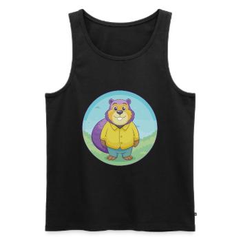 Biber Niedlich Kawaii Cartoon Clipart Tier Haustier - Männer Premium Bio Tank Top - Schwarz - Vorne - Michal (187cm)