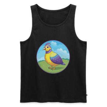 perdrix mignon kawaii dessin animé clipart animal de compagnie - Débardeur bio Premium Homme - noir - Devant - Michal (187cm)
