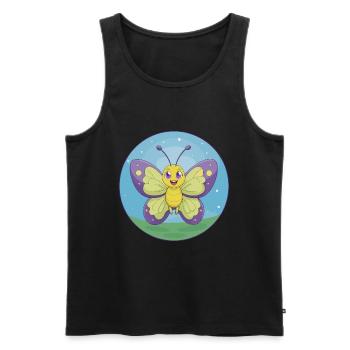 papillon mignon kawaii dessin animé clipart animal de compagnie - Débardeur bio Premium Homme - noir - Devant - Michal (187cm)