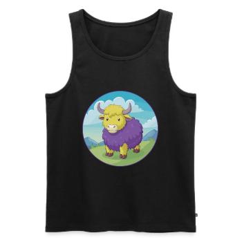 Yak Cute Kawaii Cartoon Clipart Animal Pet - Men's Premium Organic Tank Top - black - Front - AI Model Male 178 light (178cm)