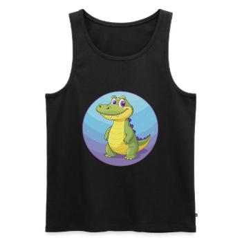 Crocodile Mignon Kawaii Dessin animé Clipart Animal de compagnie - Débardeur bio Premium Homme - noir - Devant - Michal (187cm)