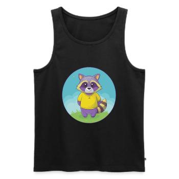 raton laveur mignon kawaii dessin animé clipart animal de compagnie - Débardeur bio Premium Homme - noir - Devant - Michal (187cm)