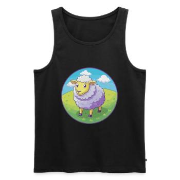 mouton mignon kawaii dessin animé clipart animal de compagnie - Débardeur bio Premium Homme - noir - Devant - Michal (187cm)