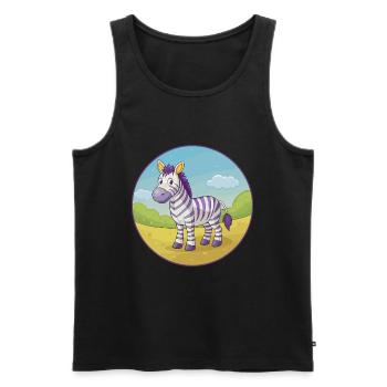 Zebra Cute Kawaii Cartoon Clipart Animal Pet - Men's Premium Organic Tank Top - black - Front - Michal (187cm)